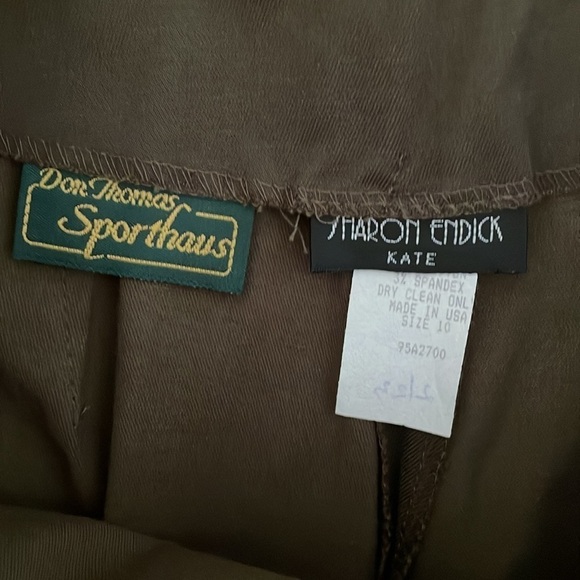 Sharon Endick Kate Cropped Capri Pants Side Zip Olive Army Green Women 10 - Picture 3 of 6